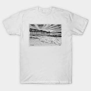 Southwold Pier at Sunset Ink Sketch T-Shirt